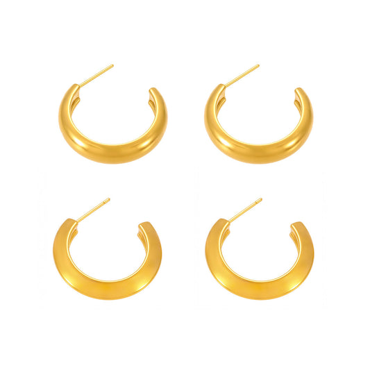 Planderful 18K Gold Plated C Shaped Color Earrings For Women