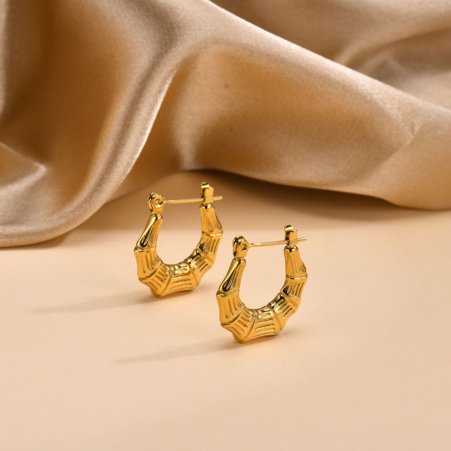 European And American Cross-Border Jewelry Golden Bamboo Earrings