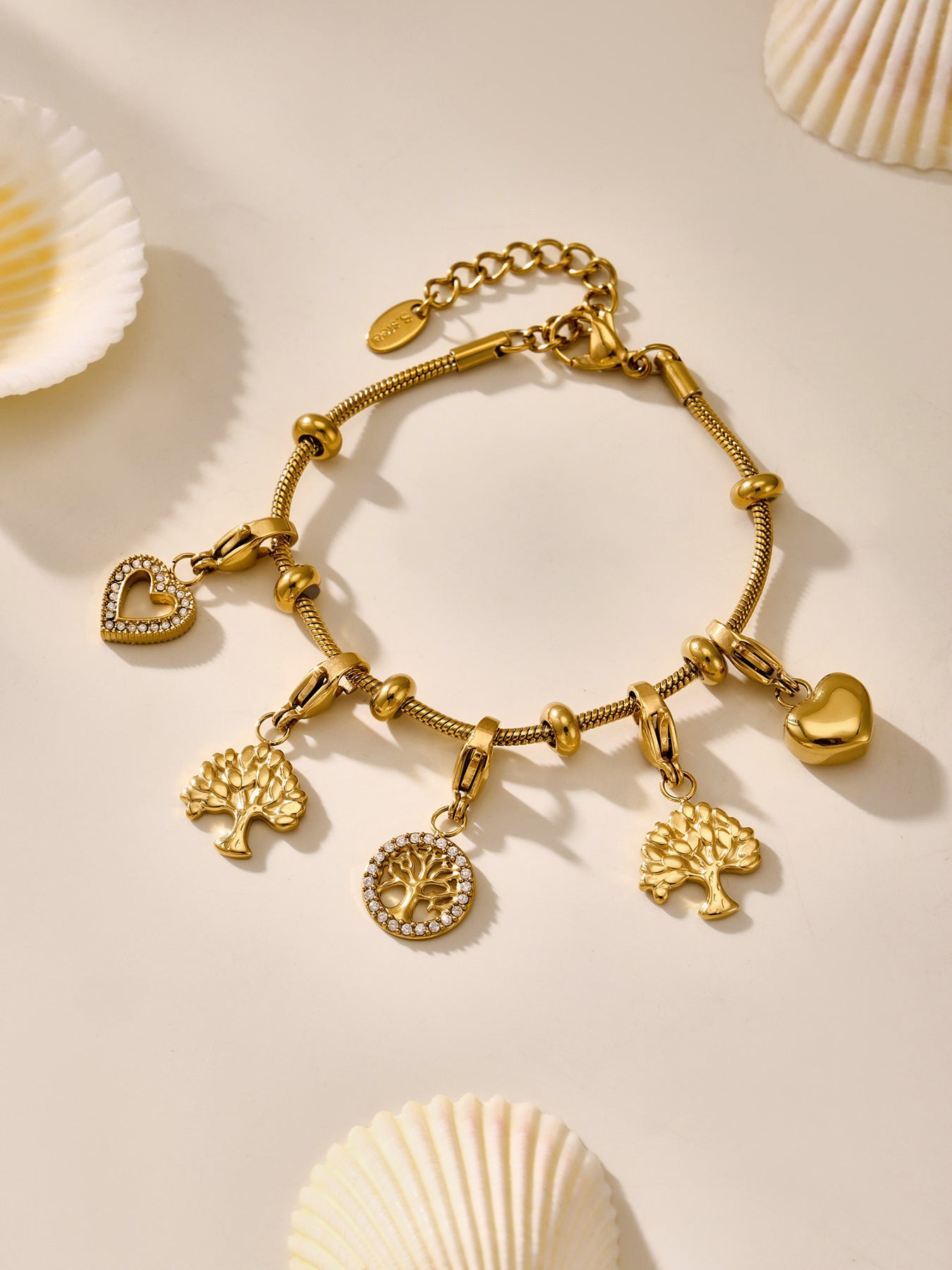 Planderful Tree Of Life Zircon Bracelet Women Stainless Gold