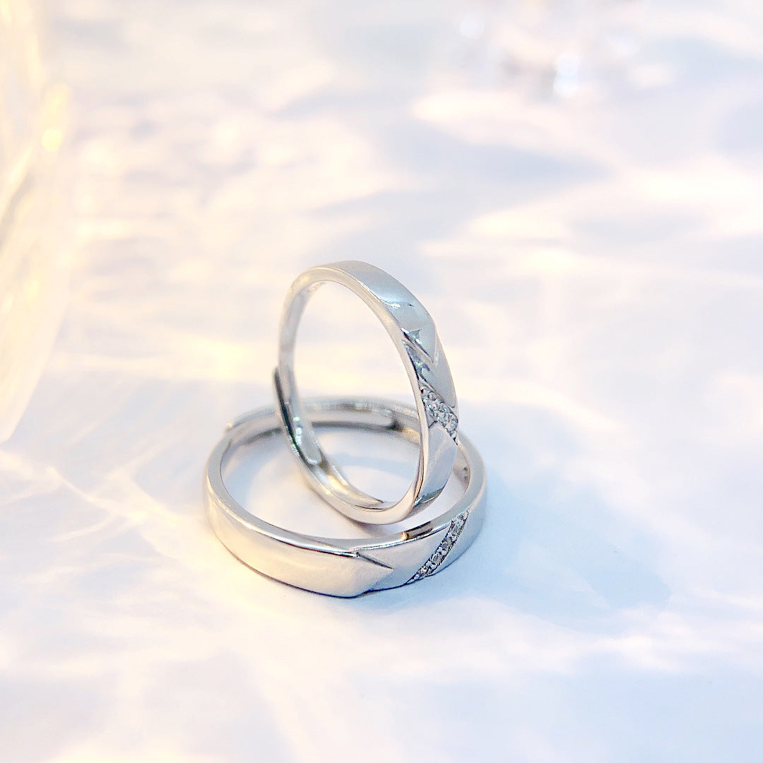 S925 Sterling Silver Heart Couple Ring — Adjustable