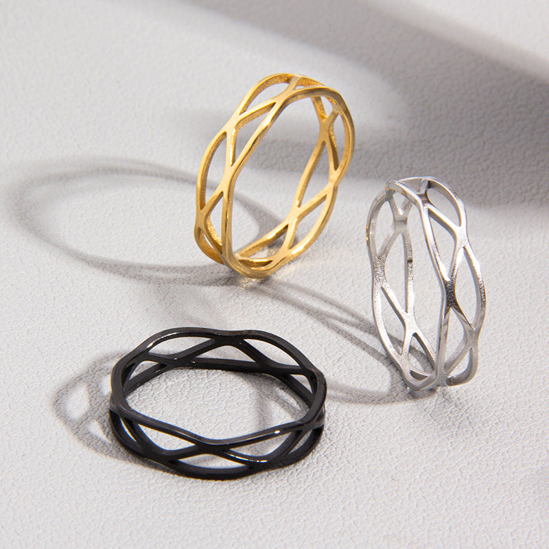 Luxury Steel Ring with Unique Cross Design