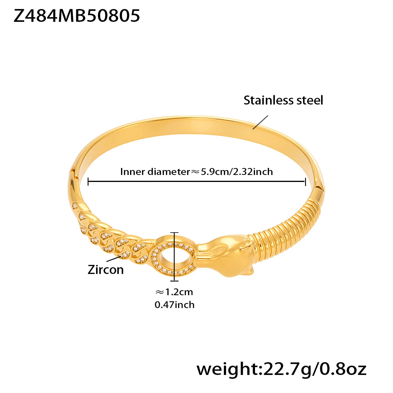 Planderful Zircon Bamboo Stainless Steel Bracelet Women