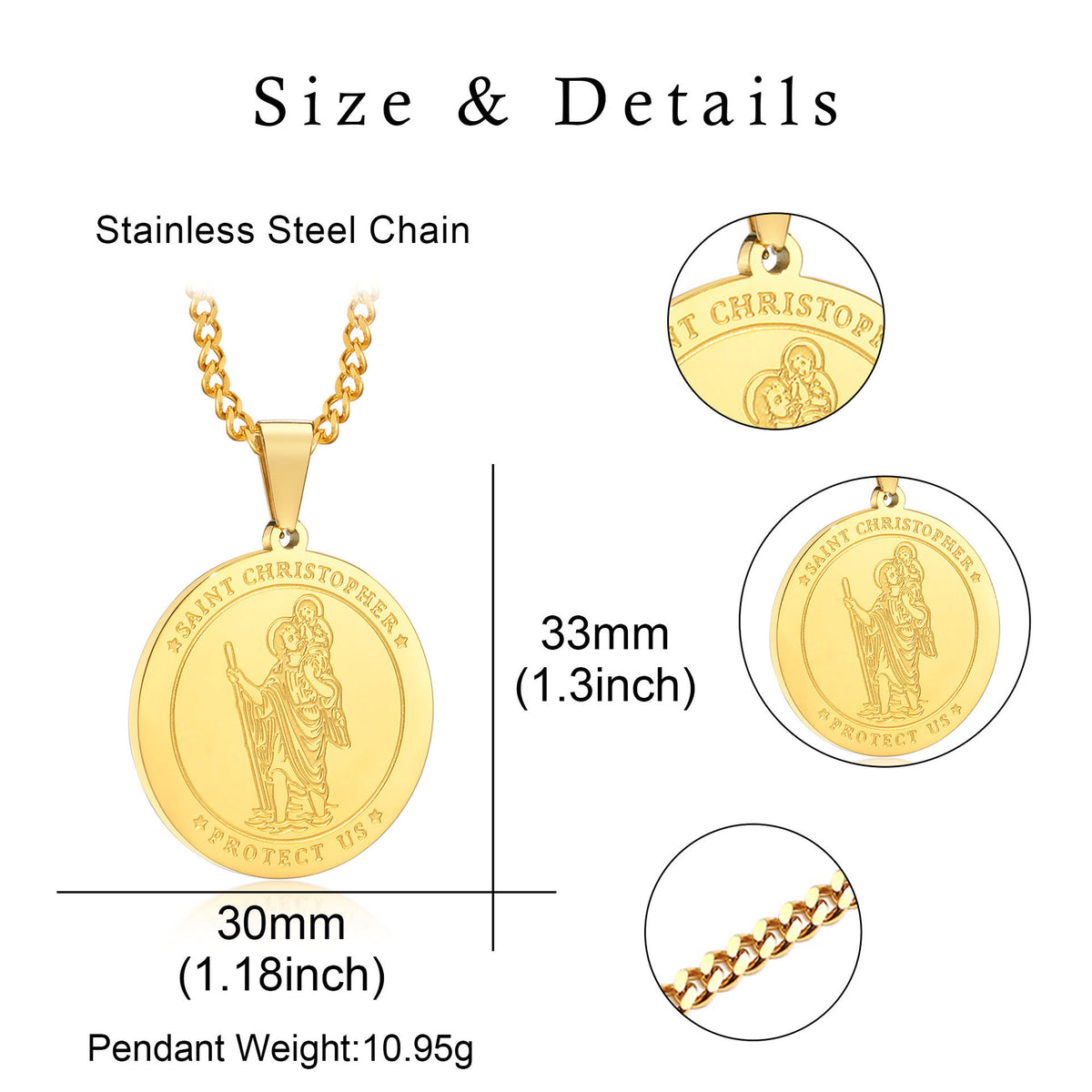 Saint Christopher Stainless Steel Necklace for Men