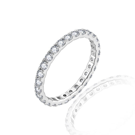 Planderful Moissanite Ring 2mm Row Eternity In S925 Sterling Silver Sparkling For Women Daily Wear Gift