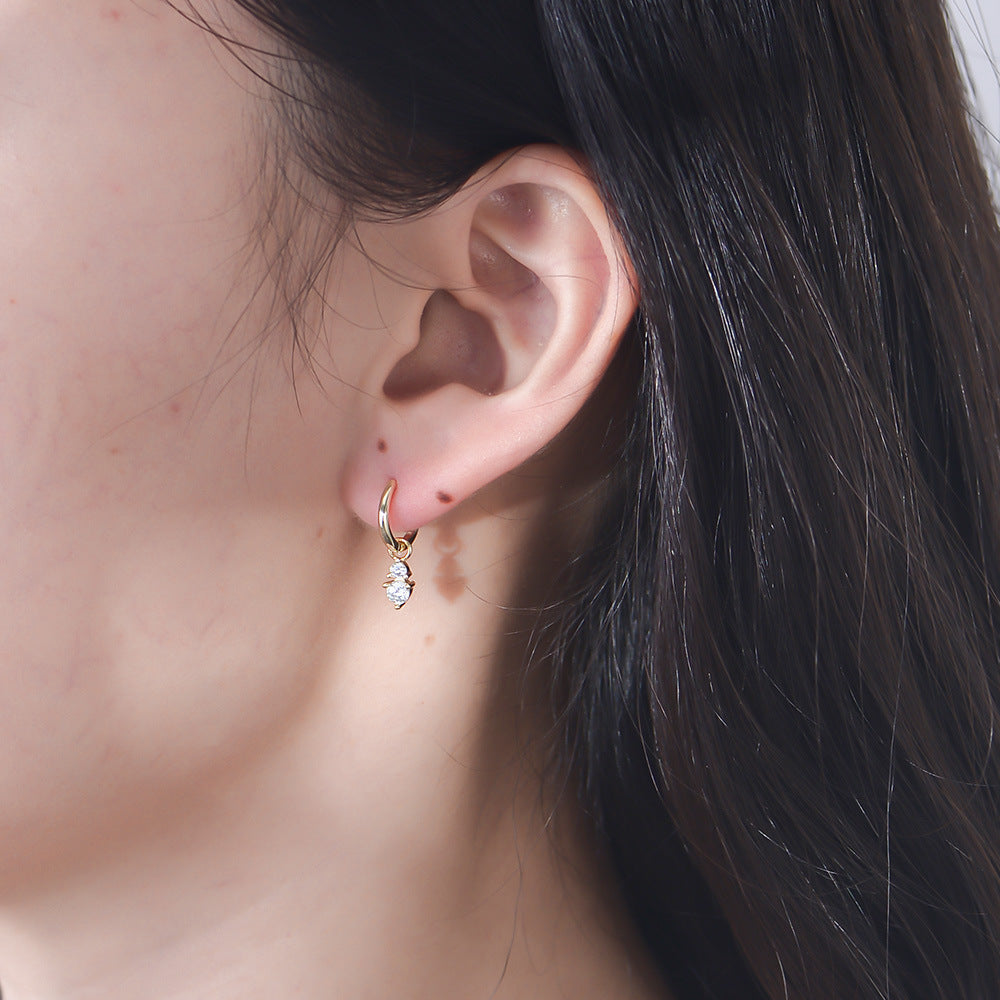 S925 Sterling Silver Earrings, Small Zircon Earrings, Tremella