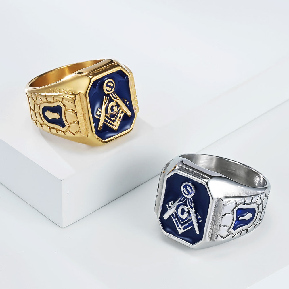 Steel Ring - Vintage Freemasonry Ring