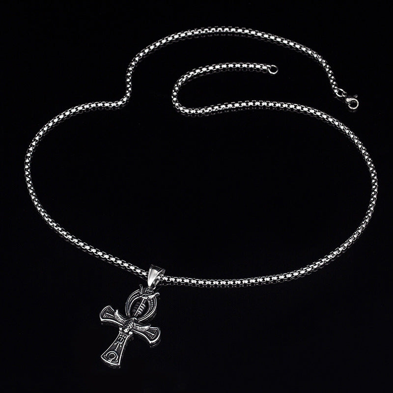 Stainless Steel Necklace – Elegant Egyptian Cross Pendant