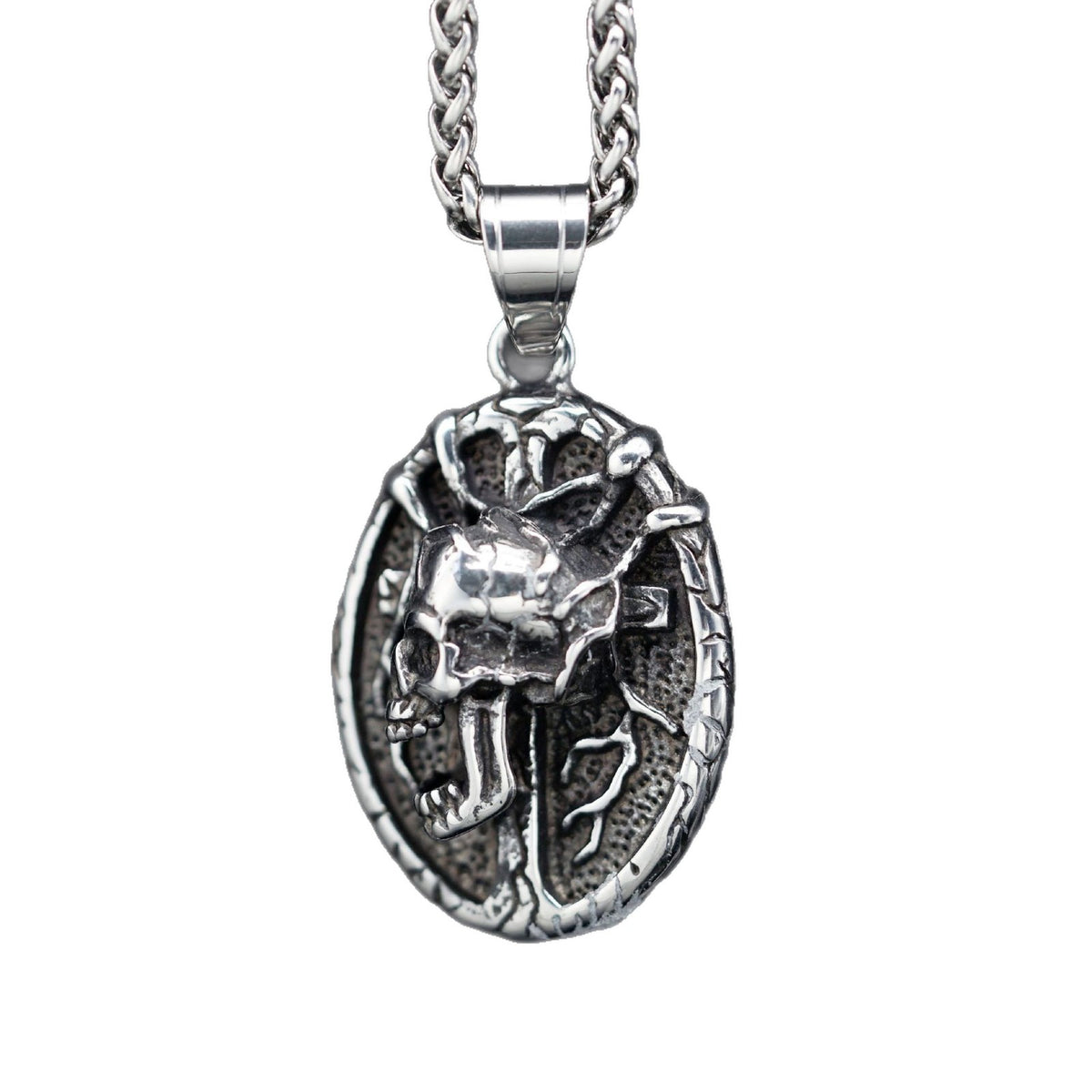 Vintage Skull Cross Stainless Steel Pendant Necklace