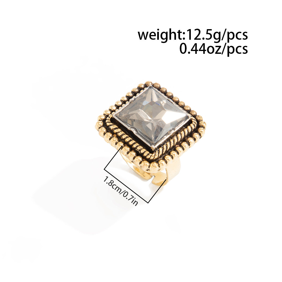 Planderful Vienna Verve Vintage Geometric Inlaid Zircon Open Ring Handcrafted Statement Jewelry For Women