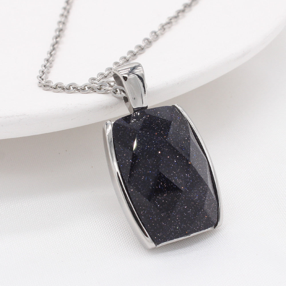 Purple Clay Gemstone Pendant Unisex Steel Necklace For Protection By Planderful Everyday Genie