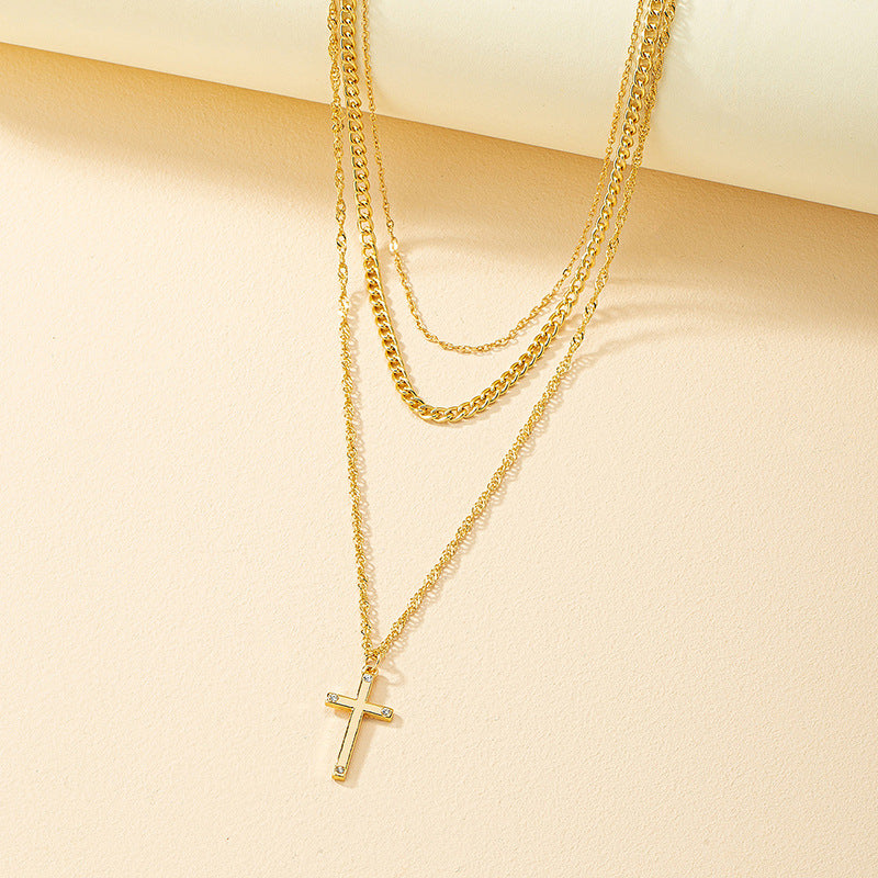 Chic Three-Layer Cross Necklace - Vienna Verve Collection by Planderful