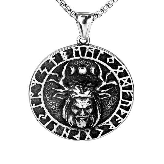 Nordic Retro Stainless Steel Men's Pendant Viking Text Necklace
