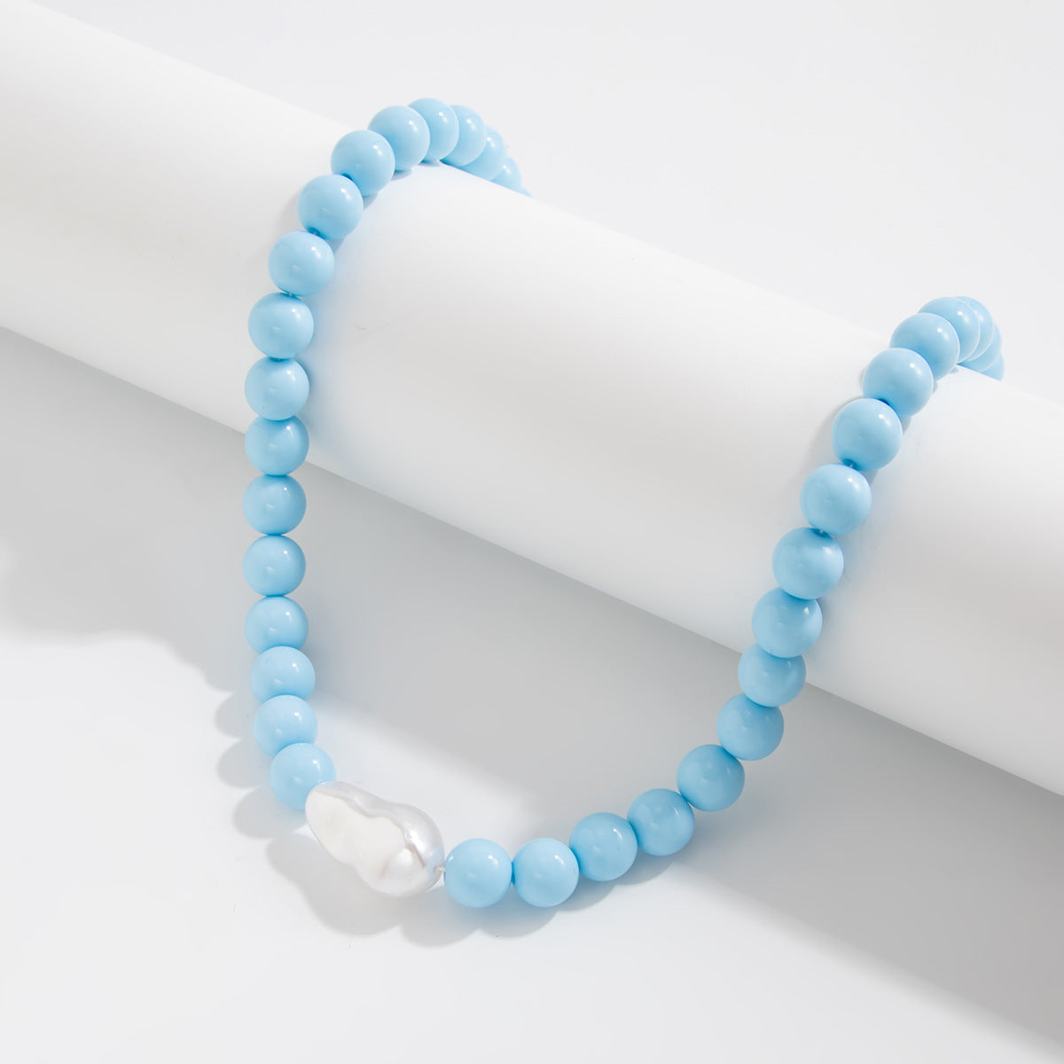 Colored Round Beads Pearl Necklace Dopamine Beaded Holiday Wind Necklace