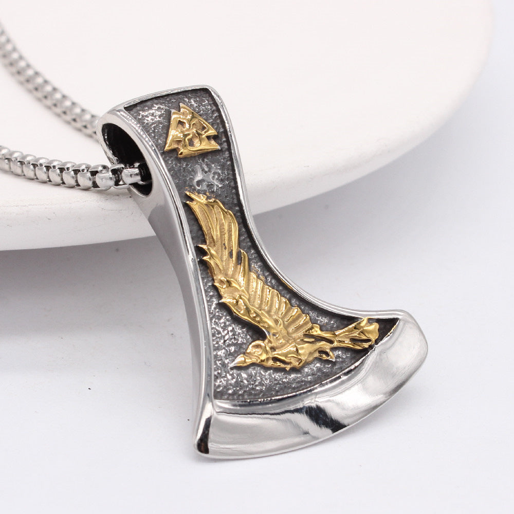 Planderful Viking Axe Pendant Dire Wolf For Men And Women Unisex Steel Protection Statement