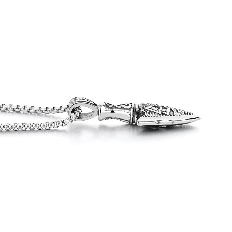 Steel Necklace – Elegant Celtic Knot Arrow Pendant For Men By Planderful Everyday Genie Collection