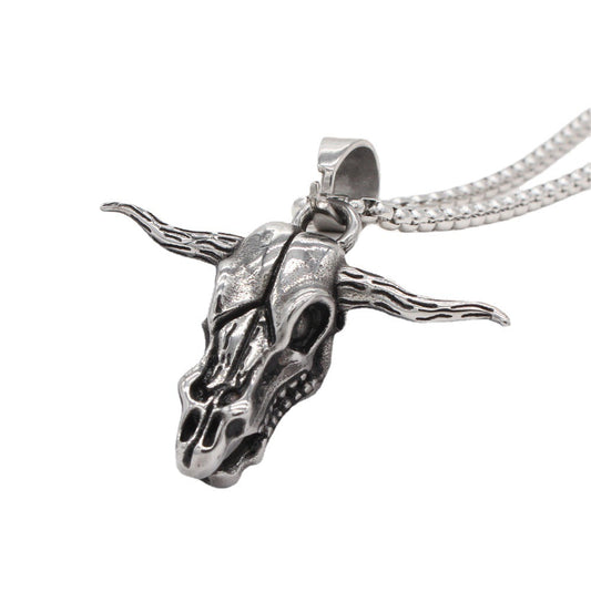 Titanium Steel Pendant Bullhead Ox Horn Vintage Punk Style For Men Unisex Protection Statement Planderful