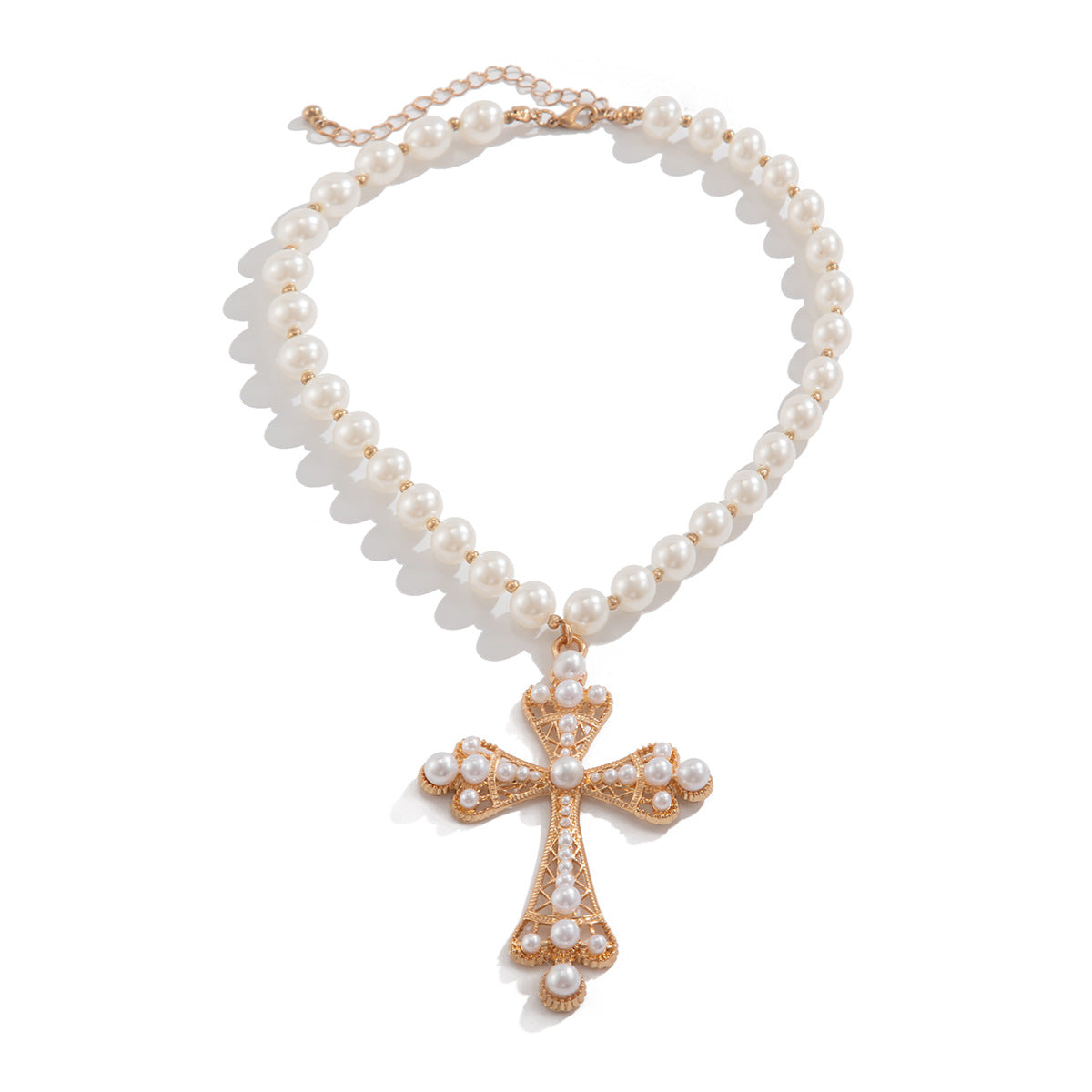 Cyber Cross & Bead Layered Necklace