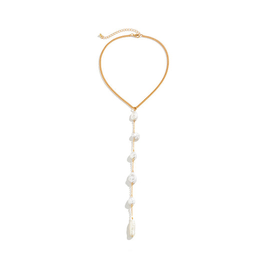 Tassel Necklace with Imitation Pearls for Women from European and American Jewelry_Offers