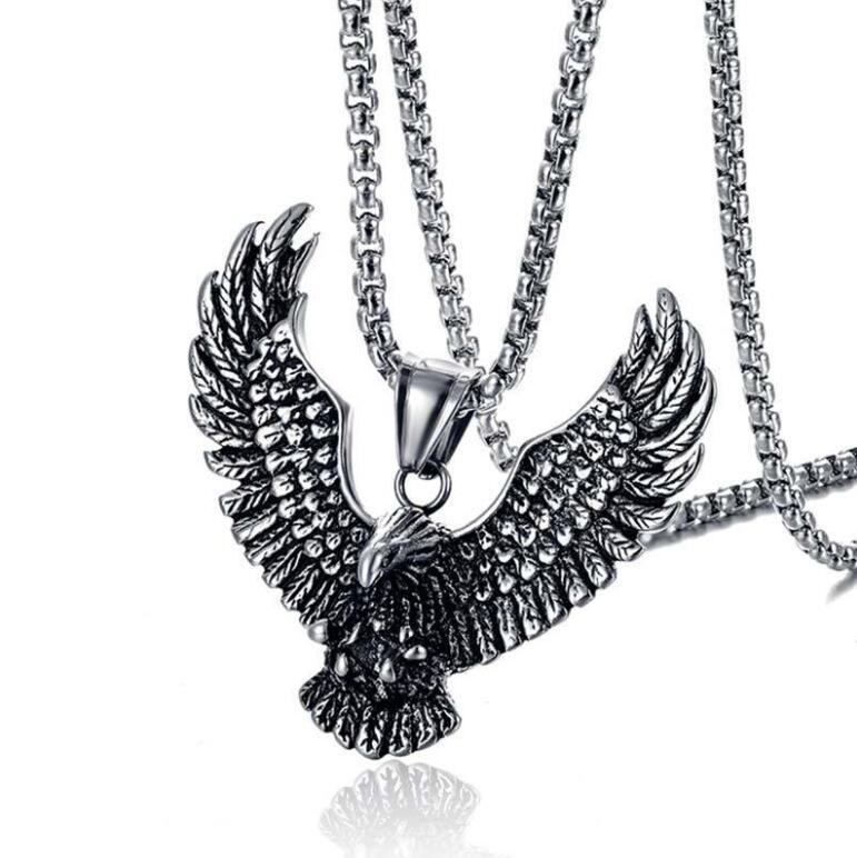 Titanium Steel Eagle Pendant for Men - Retro Punk Style by Planderful