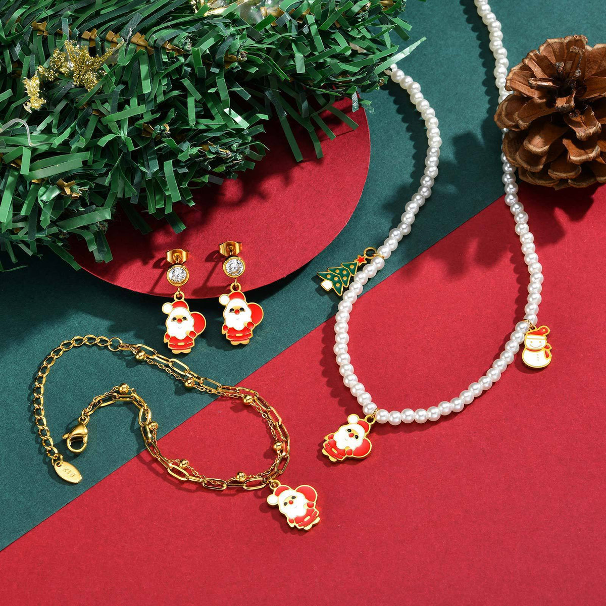 Festive Christmas Jewelry — Earrings or Bracelet