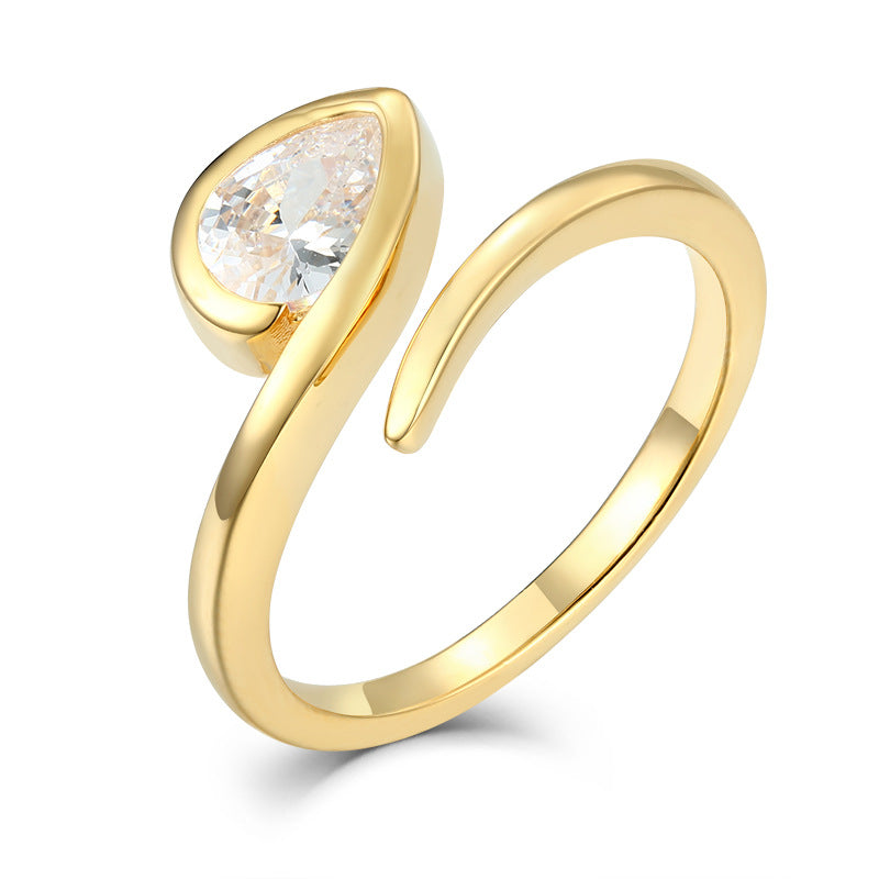 Planderful 925 Sterling Silver Ring With Elegant Zircon Inlay Geometric Open Design For Women