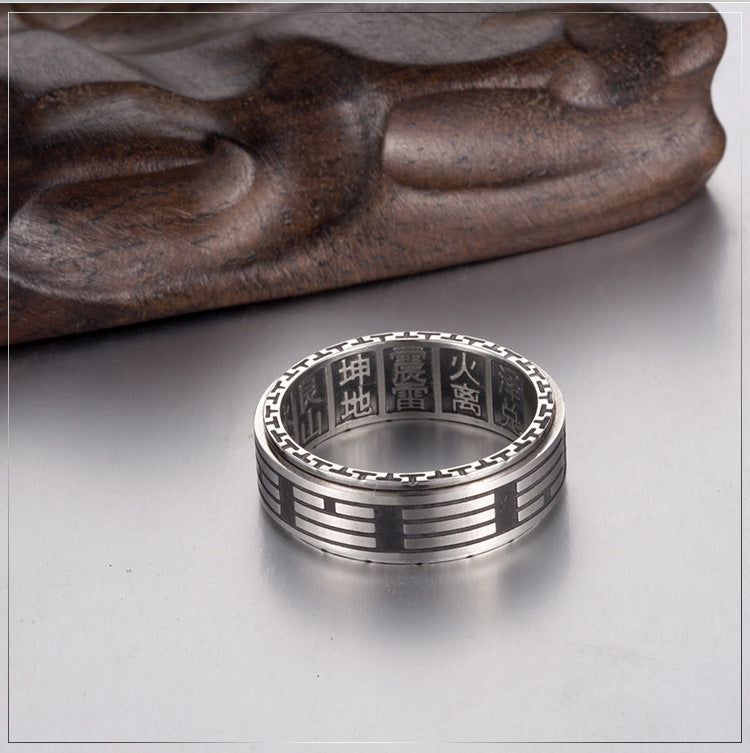 Planderful Taiji Rotating Ring for Anxiety Relief Meditation Everyday Genie Retro Stainless Steel