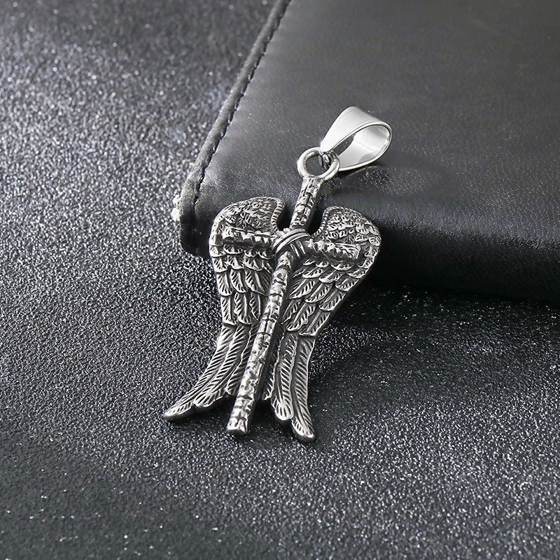 Planderful Zircon Cross Necklace for Men Titanium Steel