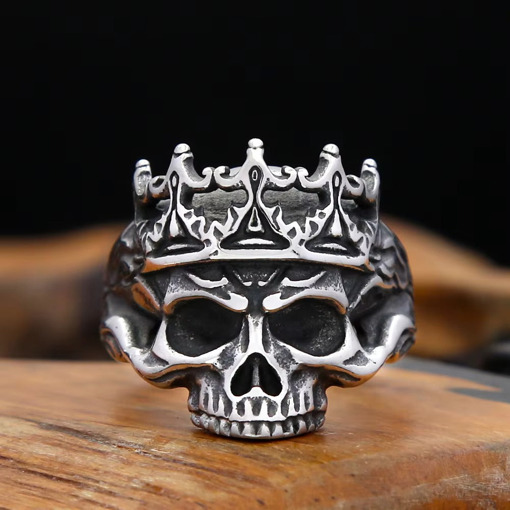 Vintage Skull Crown Stainless Steel Men's Ring