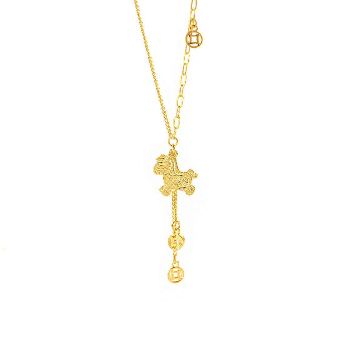 Sterling Silver Lucky Coin Tassel Necklace