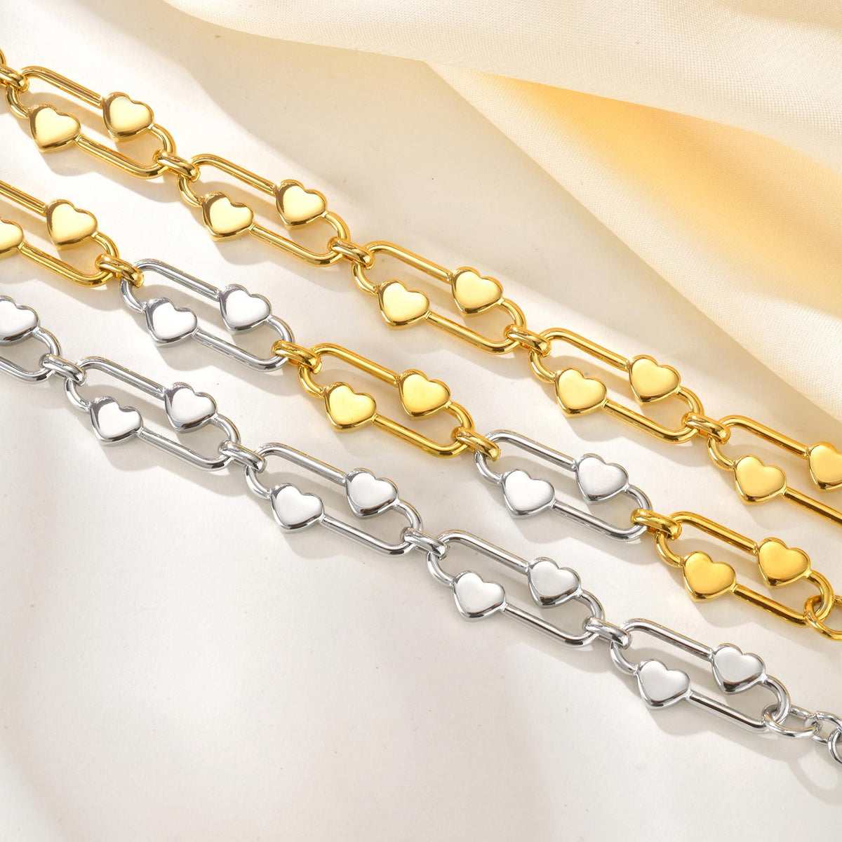 Heart Gold-Plated Stainless Steel Bracelet Unisex