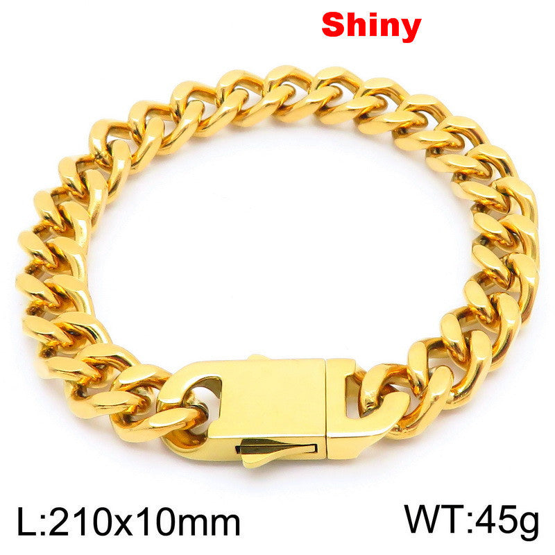 Titanium Steel Cuban Chain Men's Bracelet Polished Four-Sided Grinding Hand Available