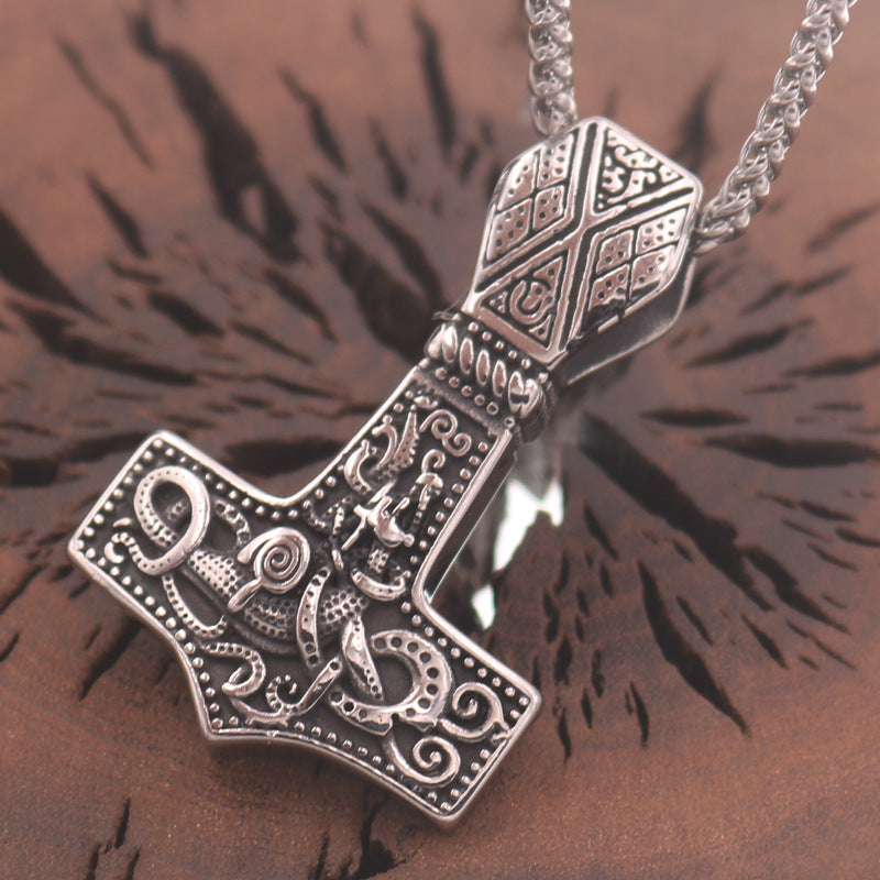 Mystical Norse Legacy Titanium Steel Dragon Necklace for Men