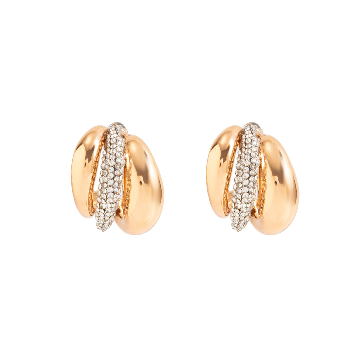 Planderful Zircon C Shaped Earrings For Women Elegant European American Style Geometric Studs