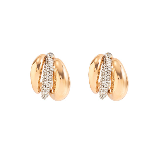 Planderful Zircon C Shaped Earrings For Women Elegant European American Style Geometric Studs