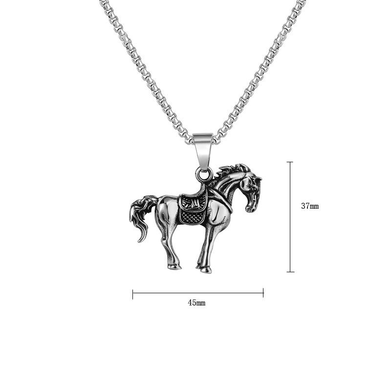 Personalized Retro Grassland Steed Titanium Steel Pendant For Unisex By Planderful Everyday Genie Gift Ready