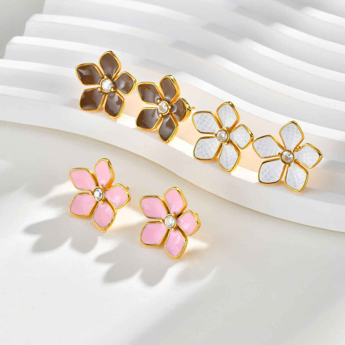 Stainless Steel Floral Earrings