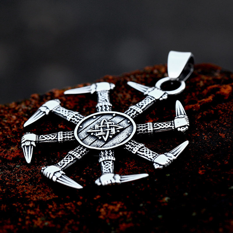 Titanium Steel Nordic Viking Rune Pendant - Retro Celtic Knot Design for Men in Wholesale