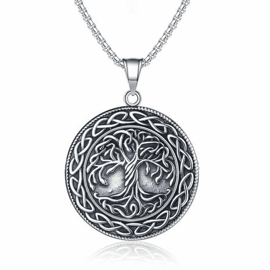 Stainless Steel Necklace - Elegant Tree of Life Pendant