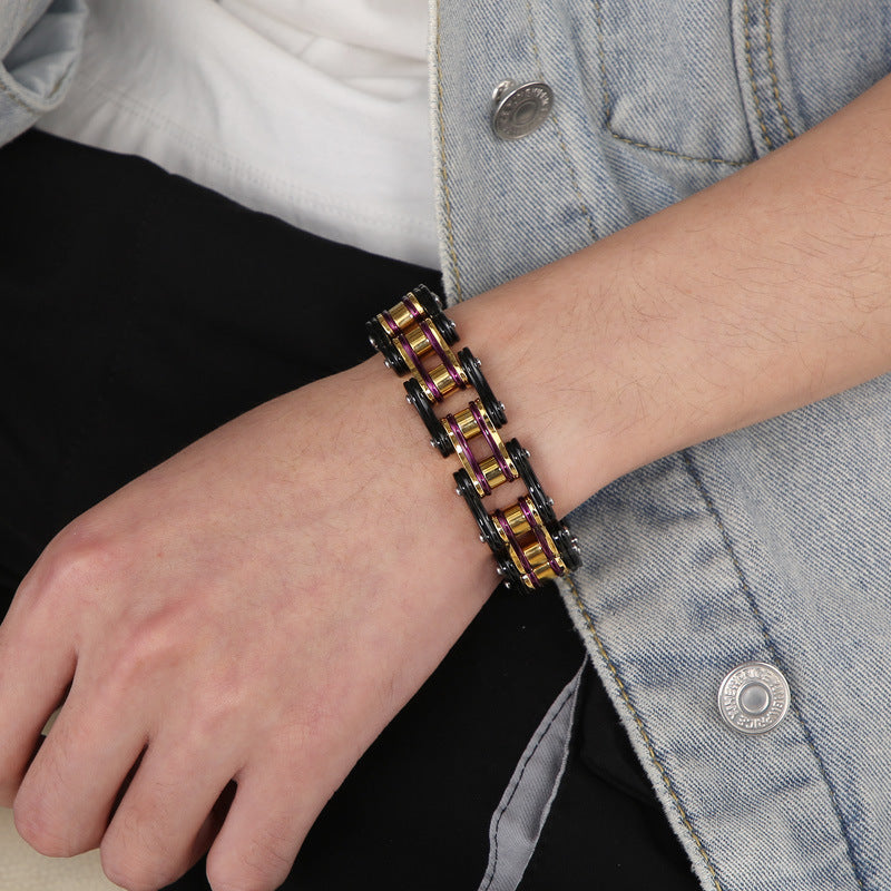 Planderful Men Bicycle Chain Bracelet Street Style Titanium