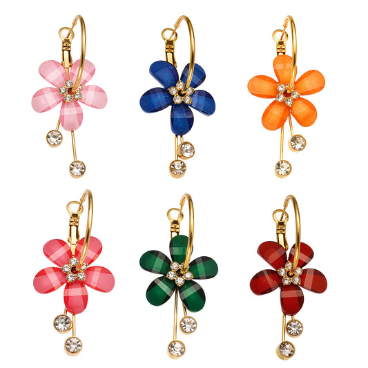 Planderful Camellia Zircon Tassel Earrings Women Stainless