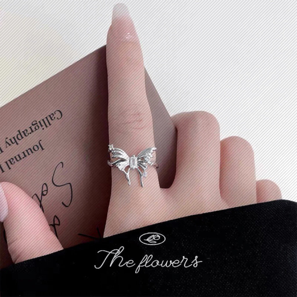 S925 Sterling Silver Butterfly Ring — Adjustable