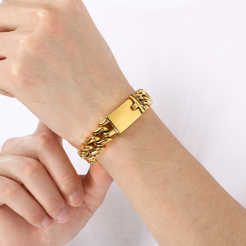 Niche – Smooth Surface 15mm Cuban Chain Stainless Steel Men's Bracelet