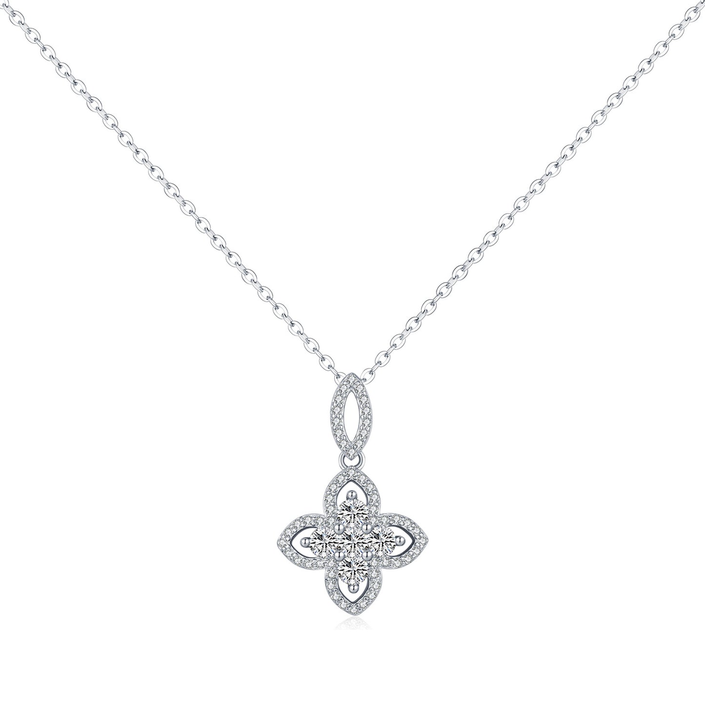 Planderful Everyday Genie S925 Sterling Silver French Retro Flower Necklace – Bright and Luxurious Jewelry for Women