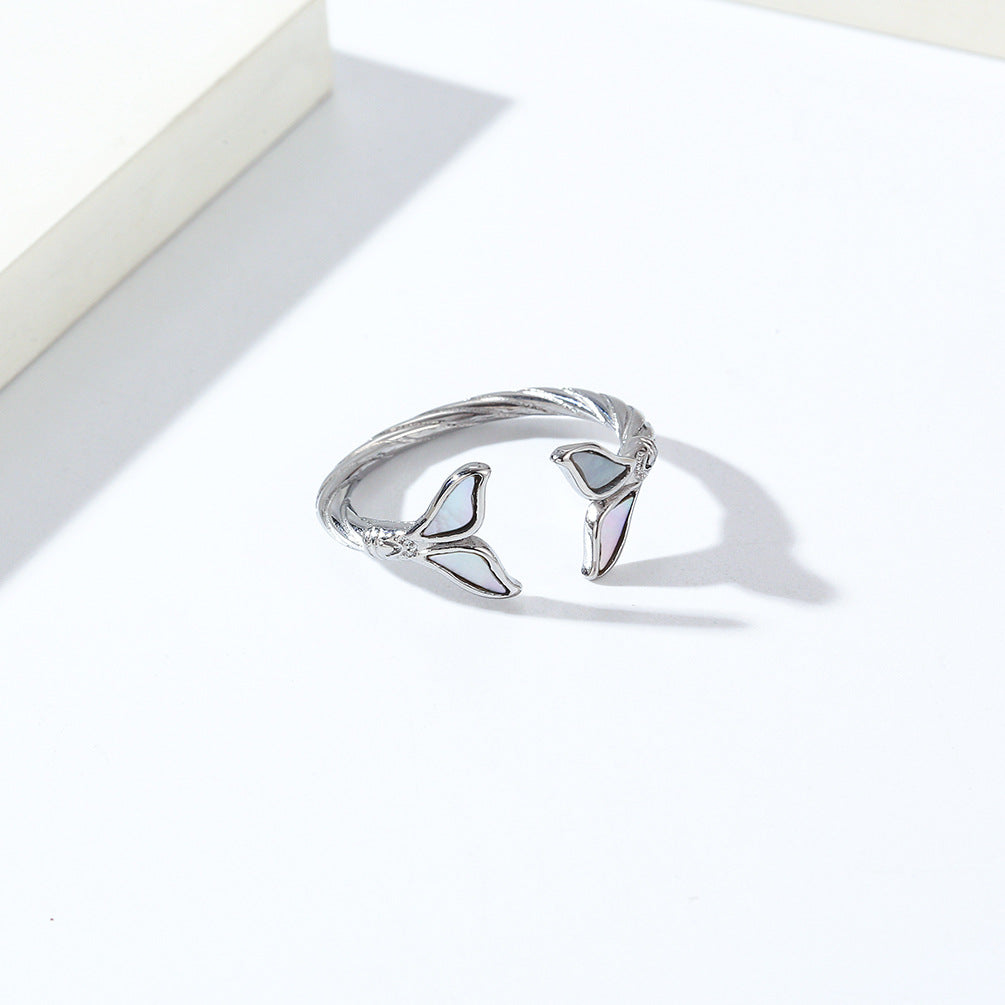 INS Niche Light Luxury Fishtail Shell Titanium Steel Women's Ring