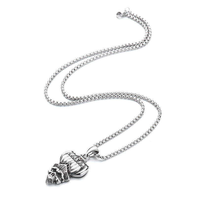 Steel Necklace - Statement Skull Pendant