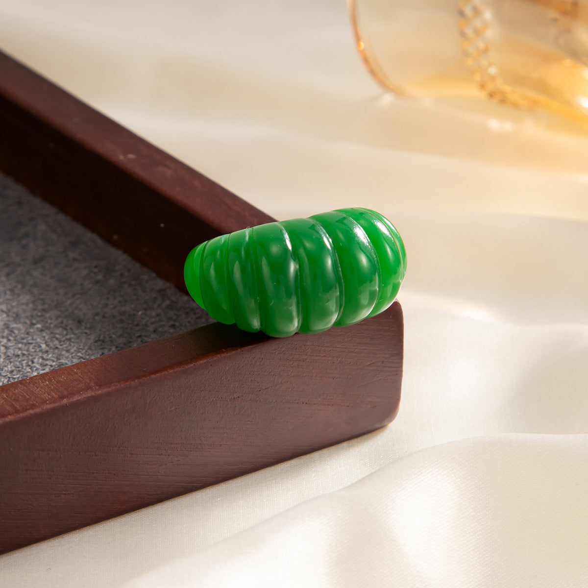 Planderful Resin Ring Vienna Verve Retro Color Striped Wide Face Bold Statement Jewelry For Trendsetters