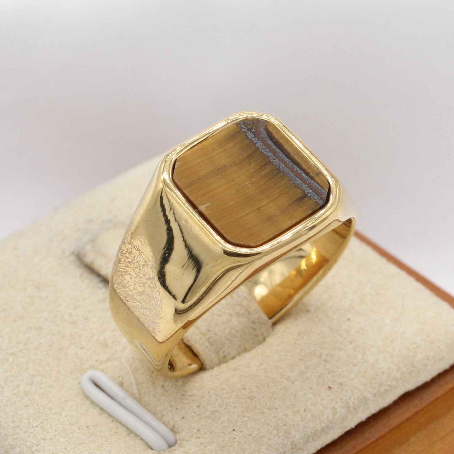 Unisex Square Gemstone Titanium Steel Ring Planderful Everyday Genie Protection Statement