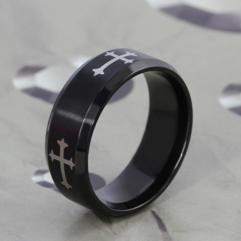 Titanium Steel Ring Religious Cross Fashion Jewelry Trendy Men's Jewelry