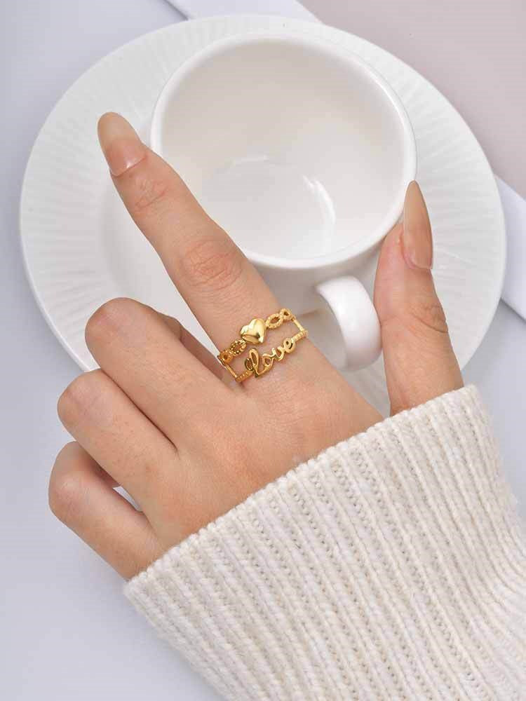 Love Ring Valentine's Day Wear Love Design Stainless Steel Heart Shape