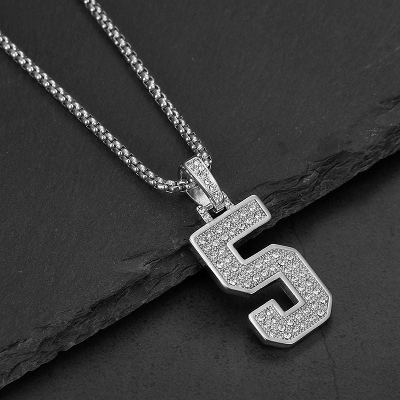 Planderful Everyday Genie Hiphop Stainless Steel Gold Plated Zircon 0to9 Digital Pendant Necklace For Men